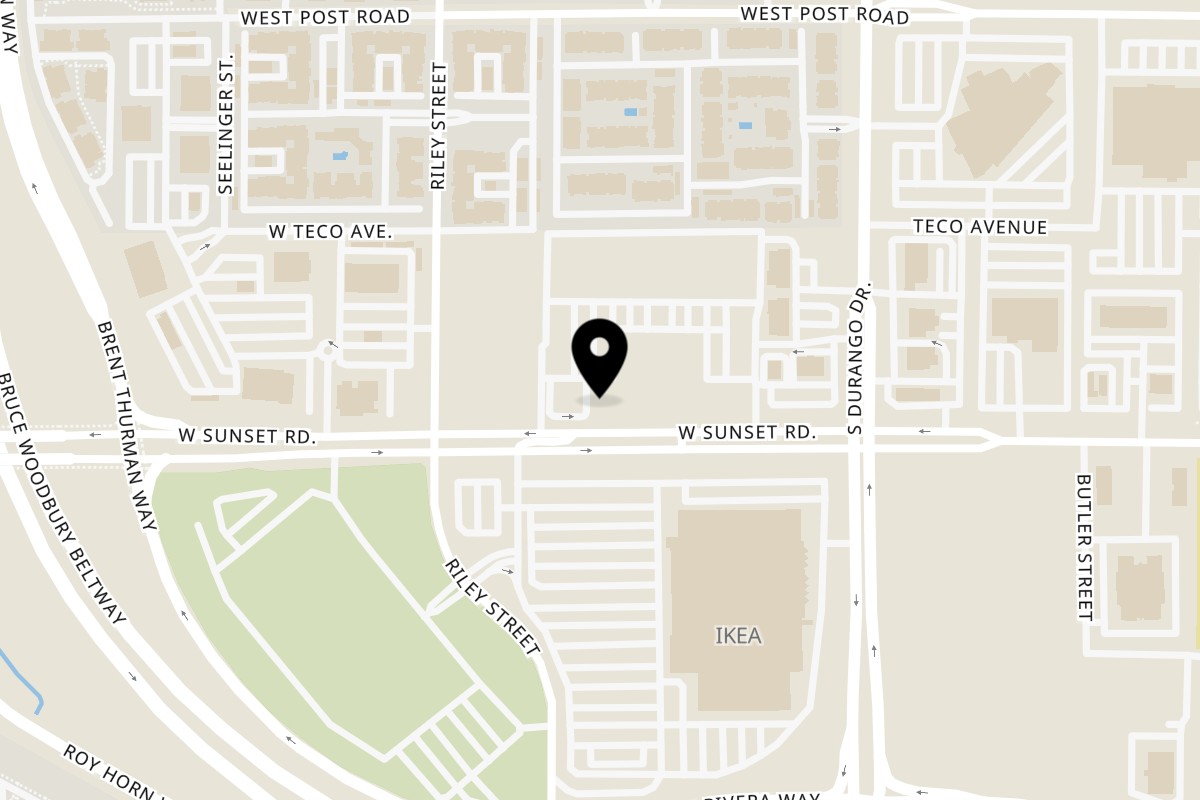 Map showing the location of Metro Sliceteria on 8720 W Sunset Rd D-150 in Las Vegas
